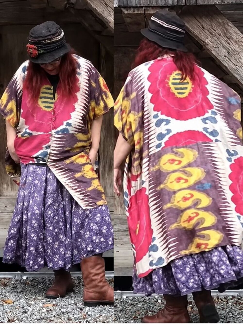 Magnolia Pearl Jaya Kaftan Ikat Print Vintage Kimono Dress Rare One Size